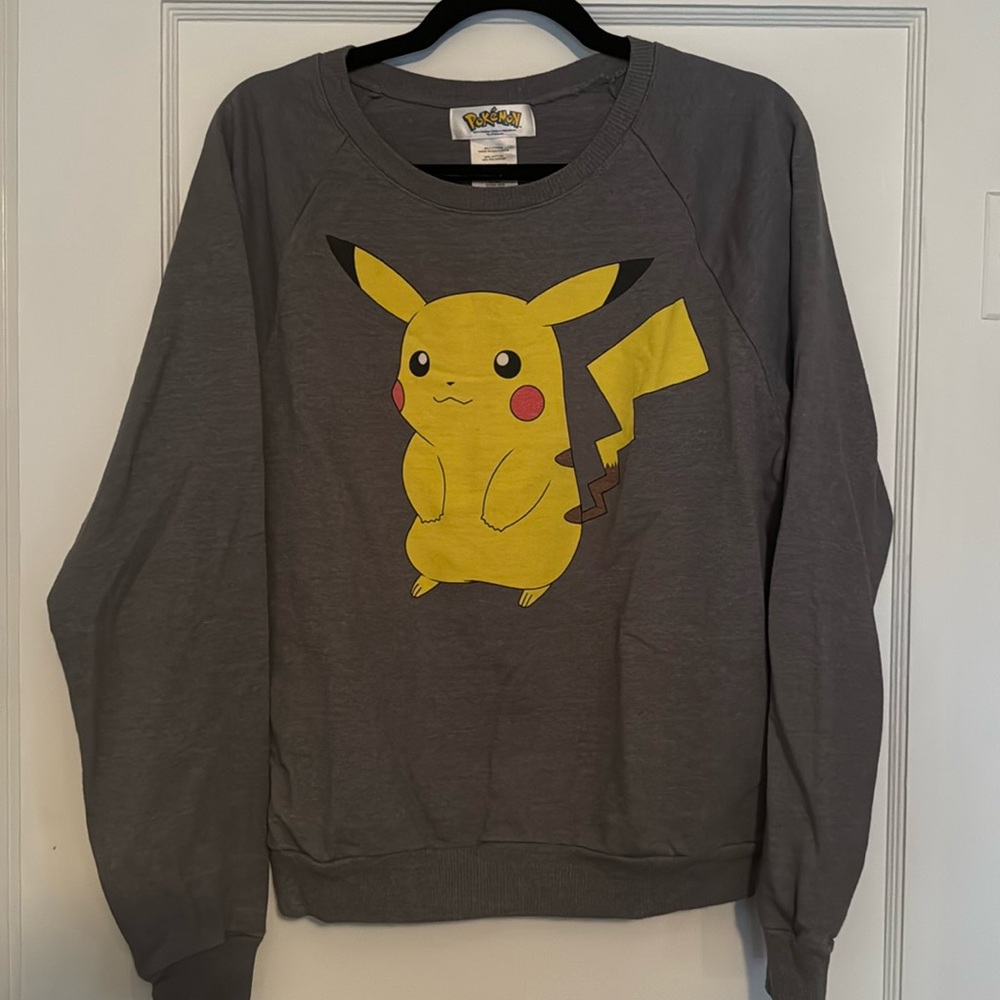 Pikachu Pokémon women’s sweater, XL, grey, like new, wide neck